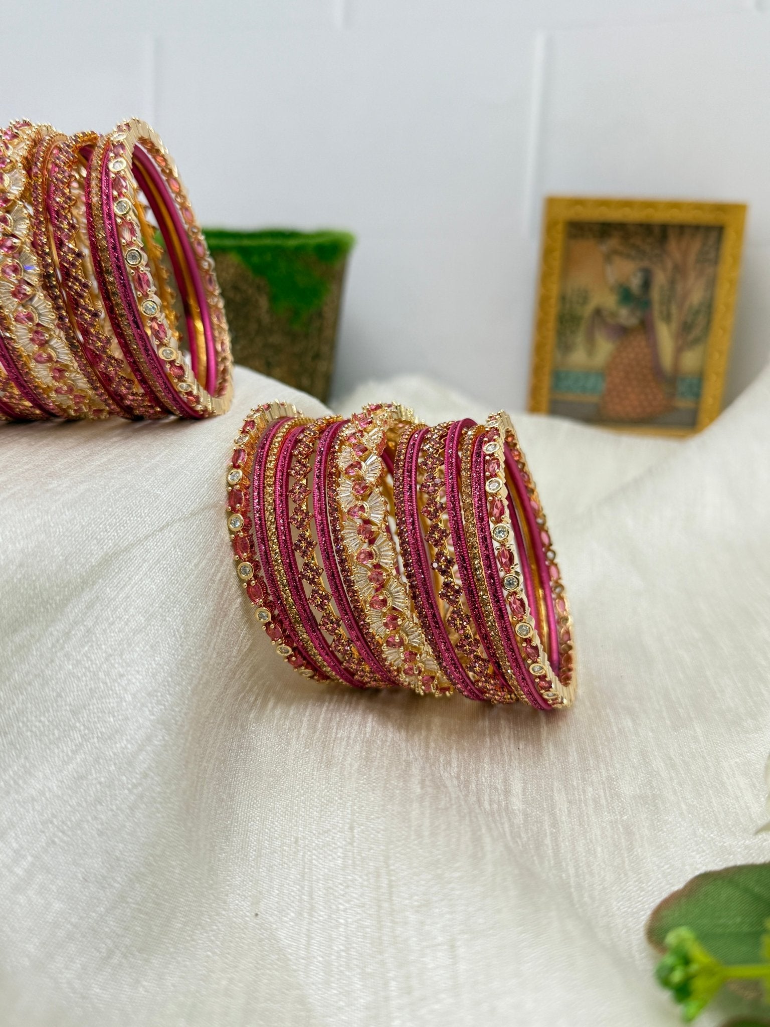 Luxurious And Elegant Designer Bridal Stone Bangle Set - 5124 ( 2 Colours ) - Mahilas