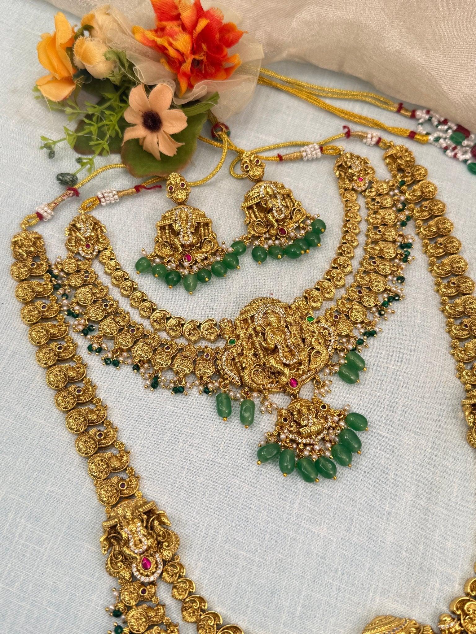 Luxurious Antique 2 Layer Bridal Necklace Set 812 - Mahilas