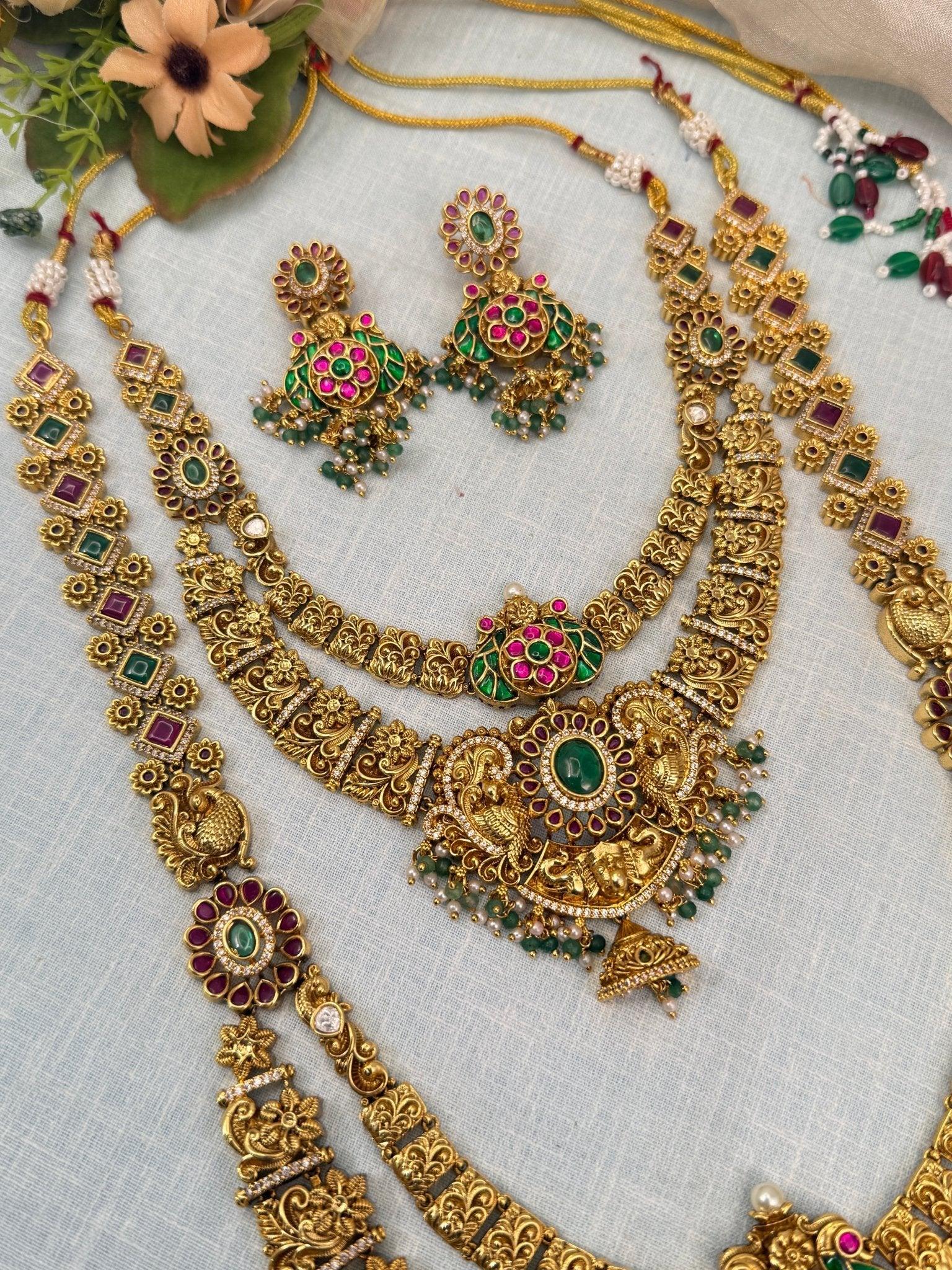 Luxurious Antique 2 Layer Bridal Necklace Set 819 - Mahilas