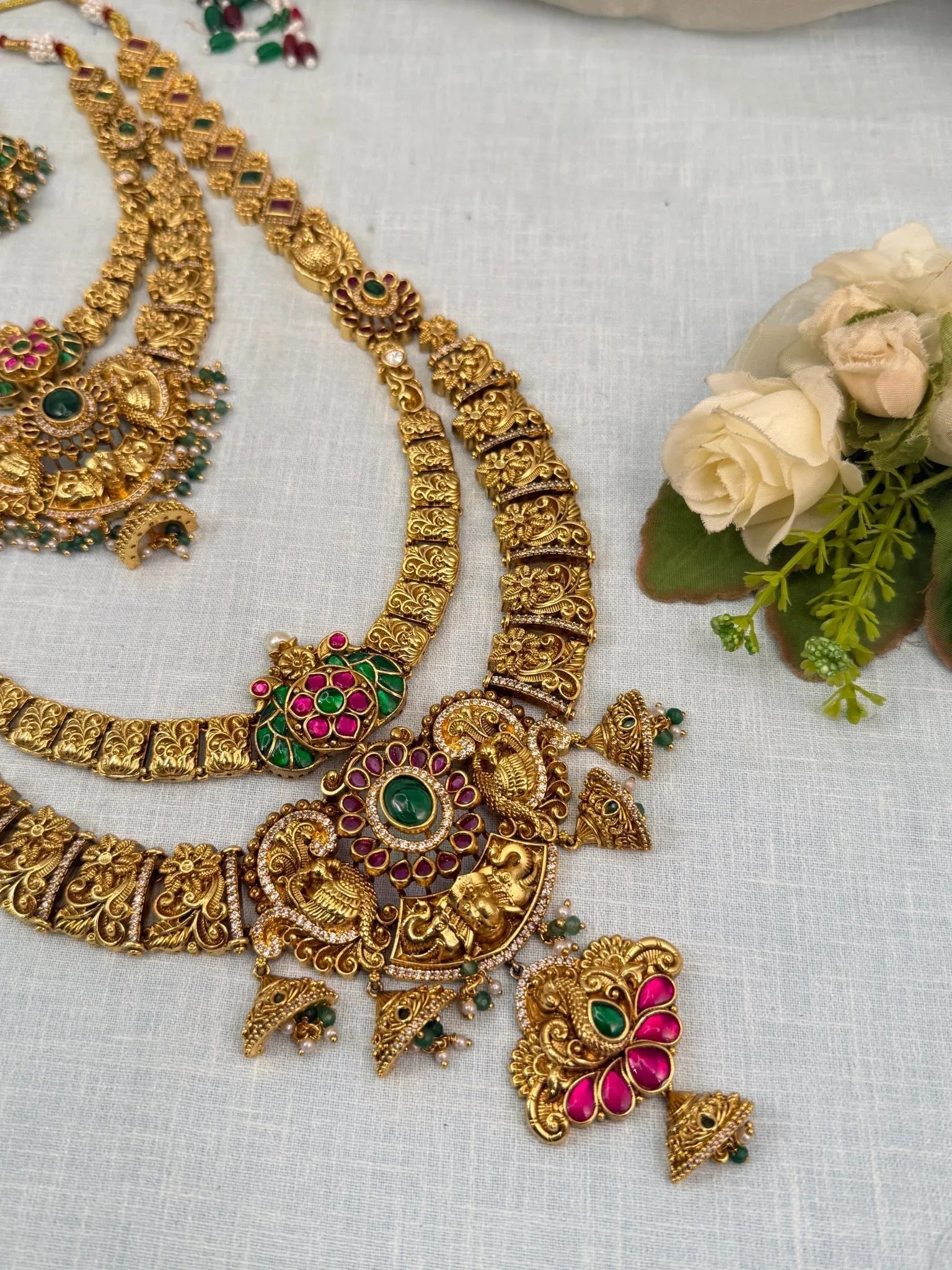 Luxurious Antique 2 Layer Bridal Necklace Set 819 - Mahilas