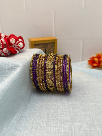 Luxurious Antique Bangle Set In 20 Color Options - 5166 - Mahilas