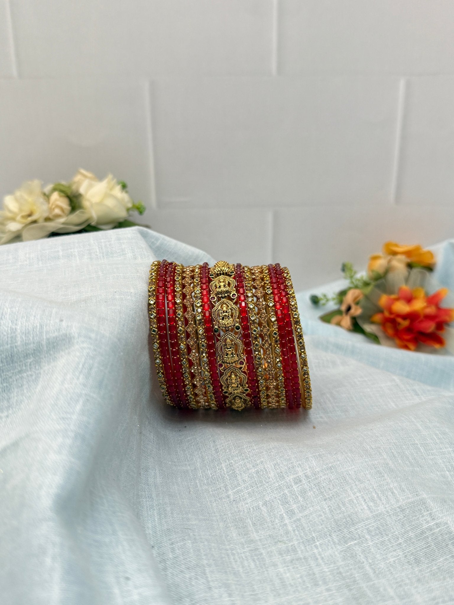 Luxurious Antique Bangle Set In 20 Color Options - 5166 - Mahilas