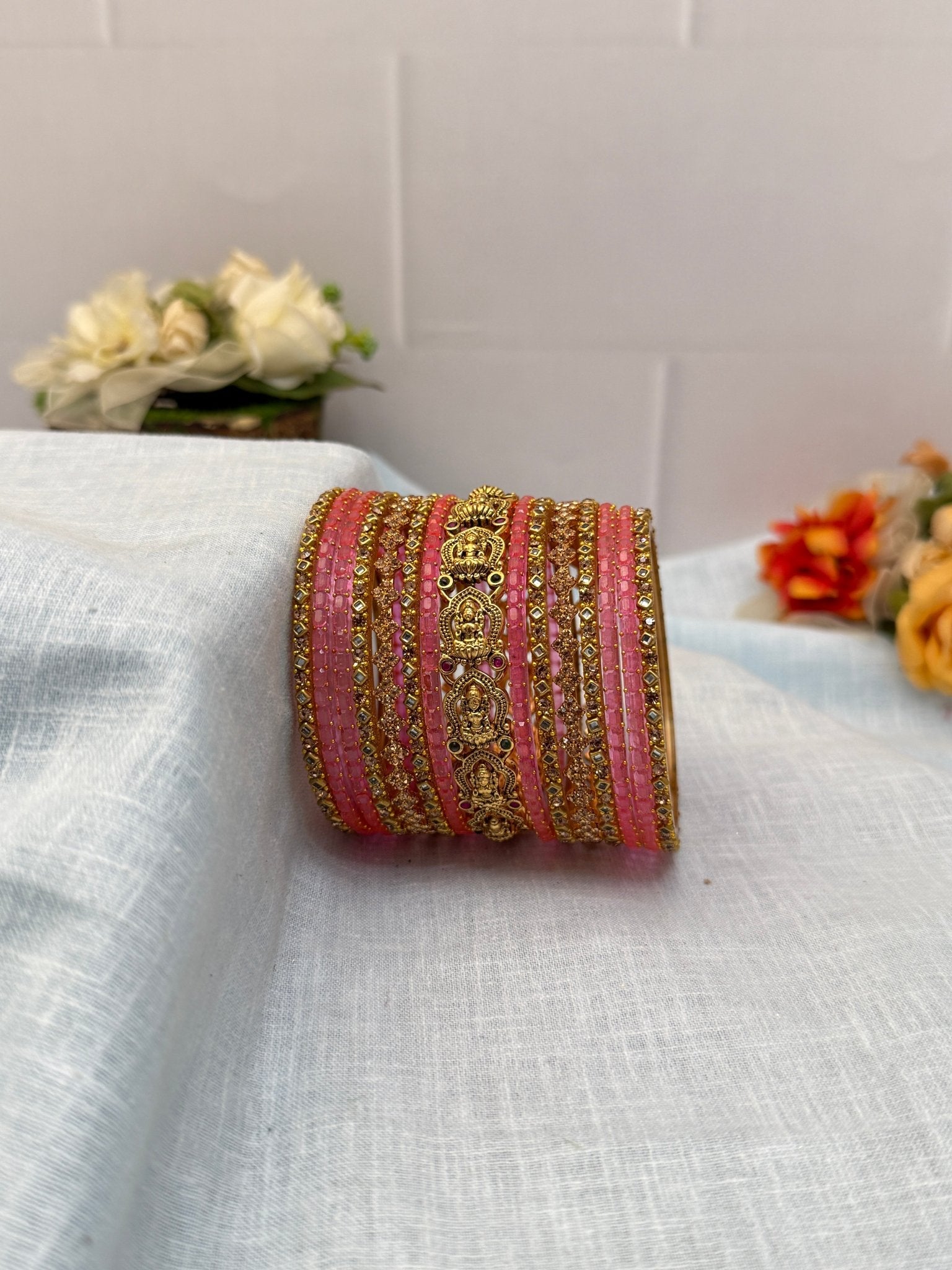 Luxurious Antique Bangle Set In 20 Color Options - 5166 - Mahilas