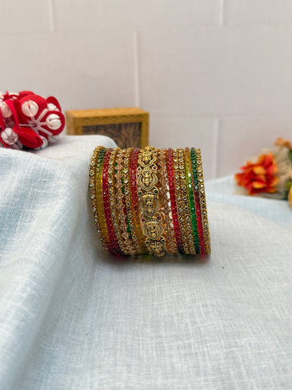 Luxurious Antique Bangle Set In 20 Color Options - 5166 - Mahilas