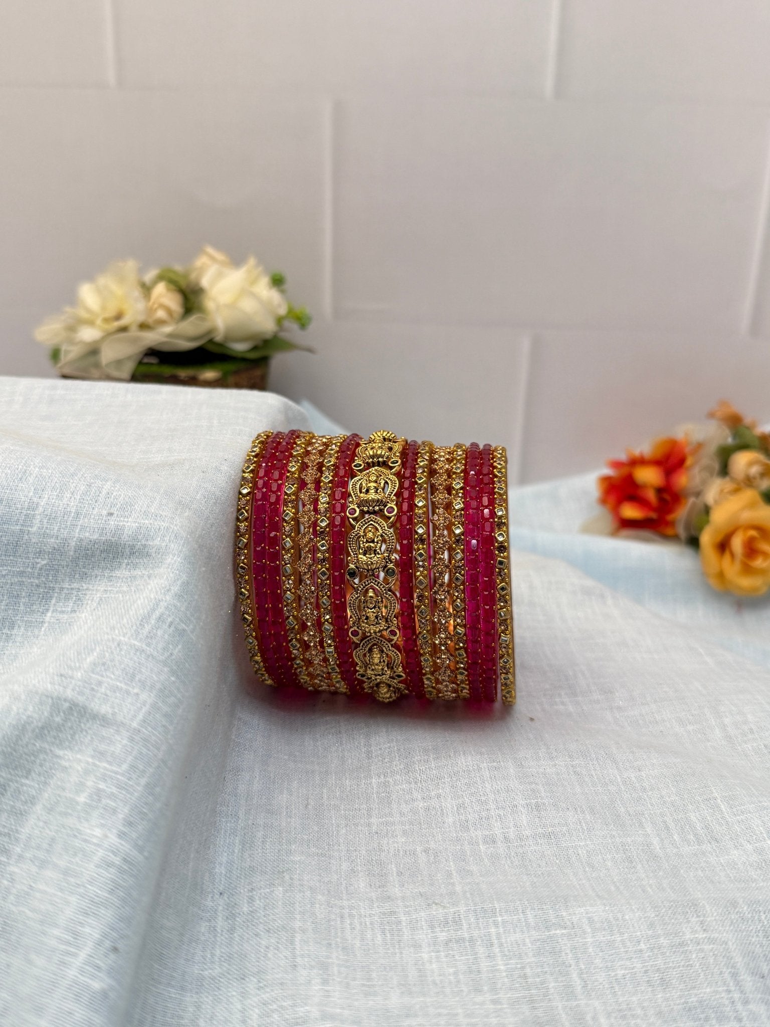 Luxurious Antique Bangle Set In 20 Color Options - 5166 - Mahilas
