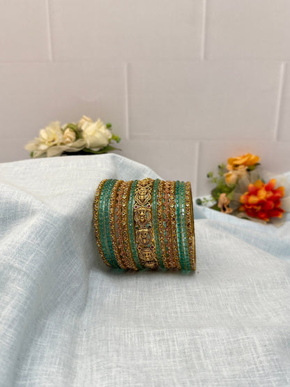 Luxurious Antique Bangle Set In 20 Color Options - 5166 - Mahilas