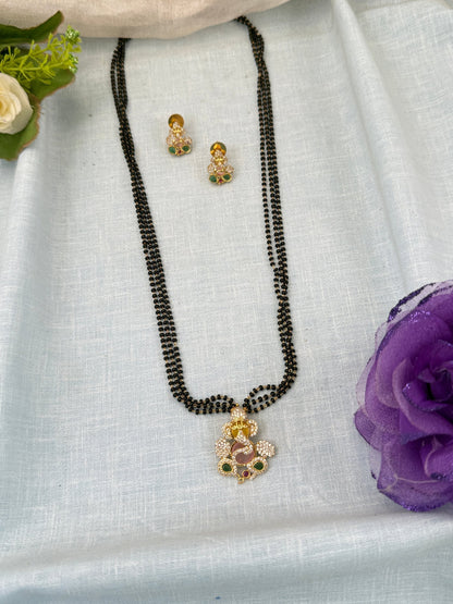 Luxurious Antique Black Beads Long Necklace Set 0596 - Mahilas