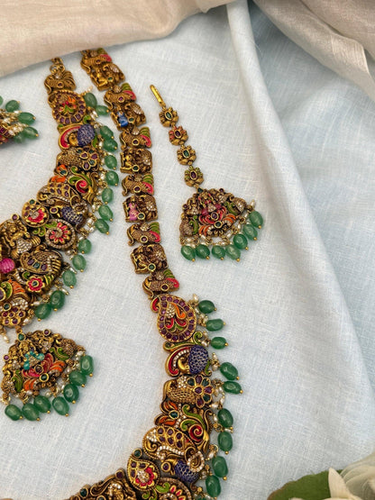 Luxurious Antique Bridal Lakshmi Necklace Set 979 - Mahilas