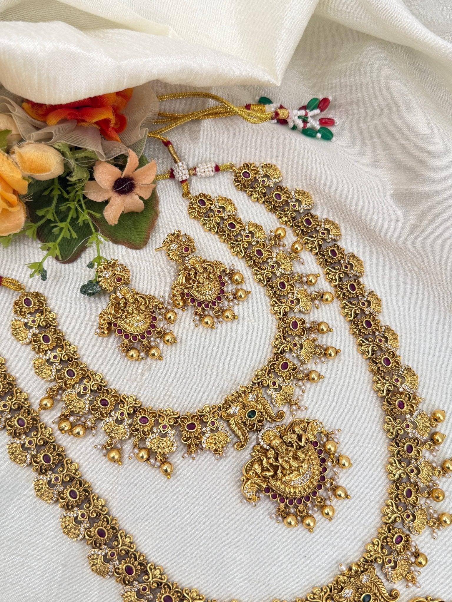 Luxurious Antique Bridal Necklace Set 789 - Mahilas