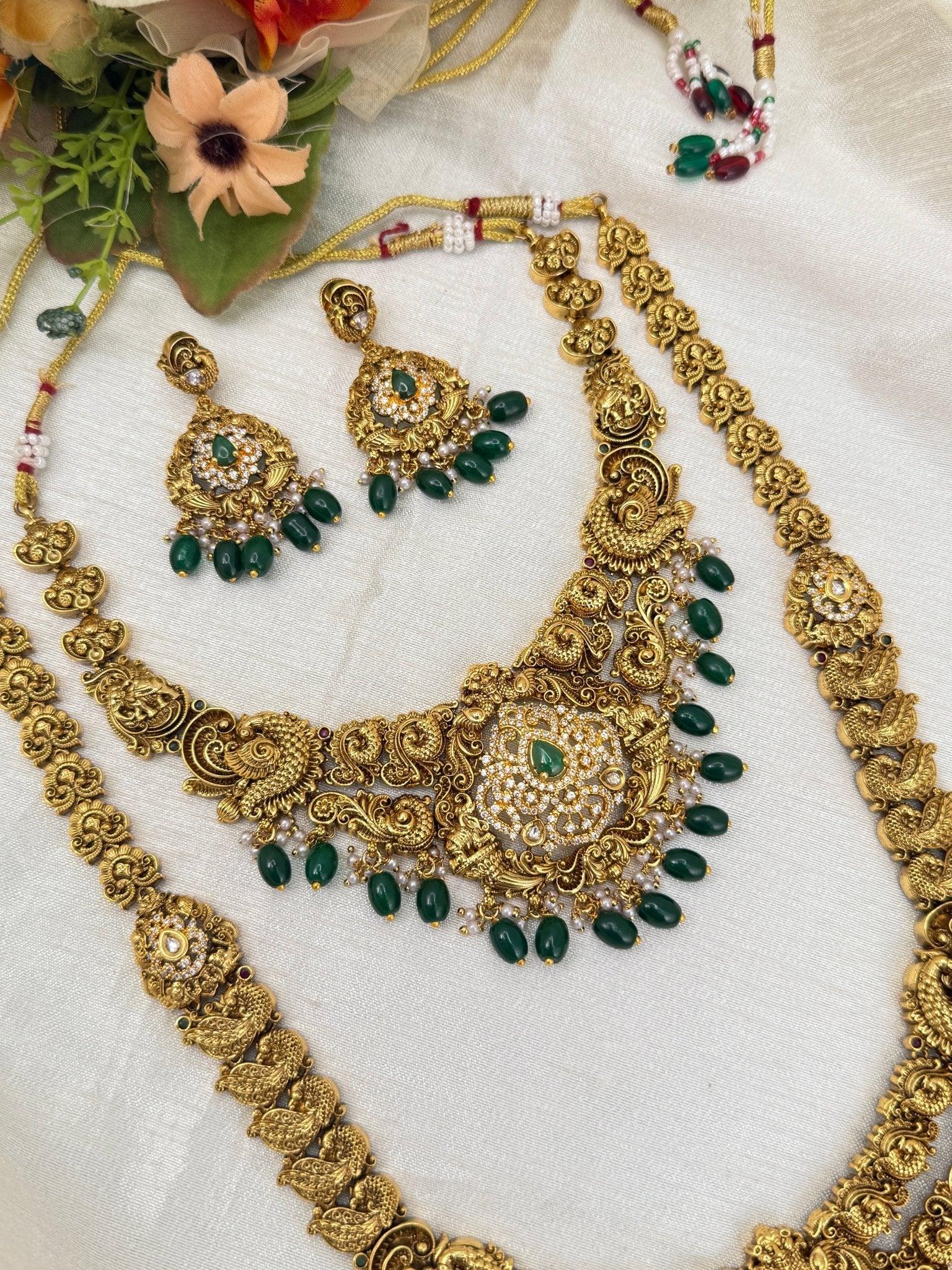 Luxurious Antique Bridal Necklace Set 790 - Mahilas
