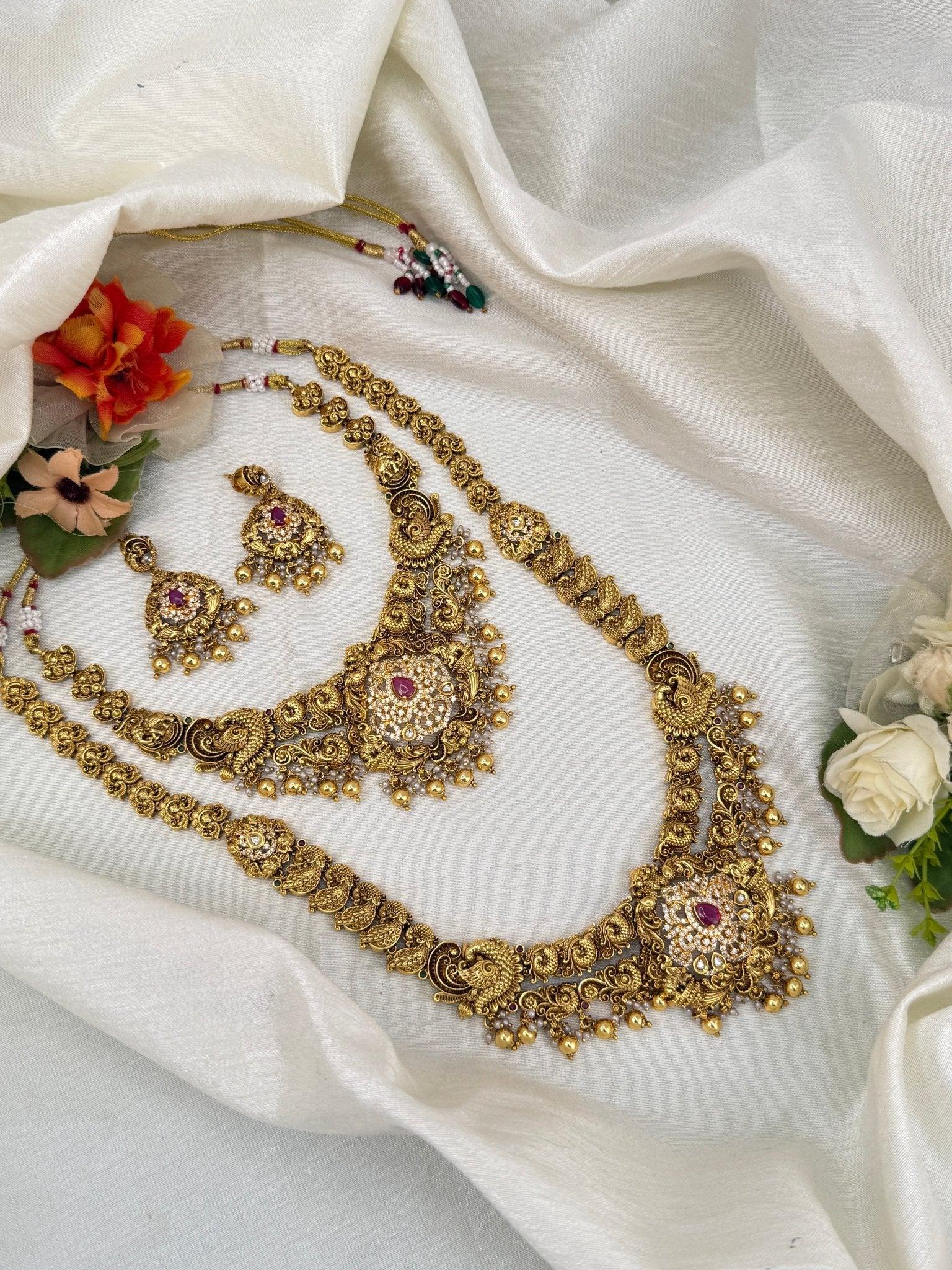 Luxurious Antique Bridal Necklace Set 794 - Mahilas