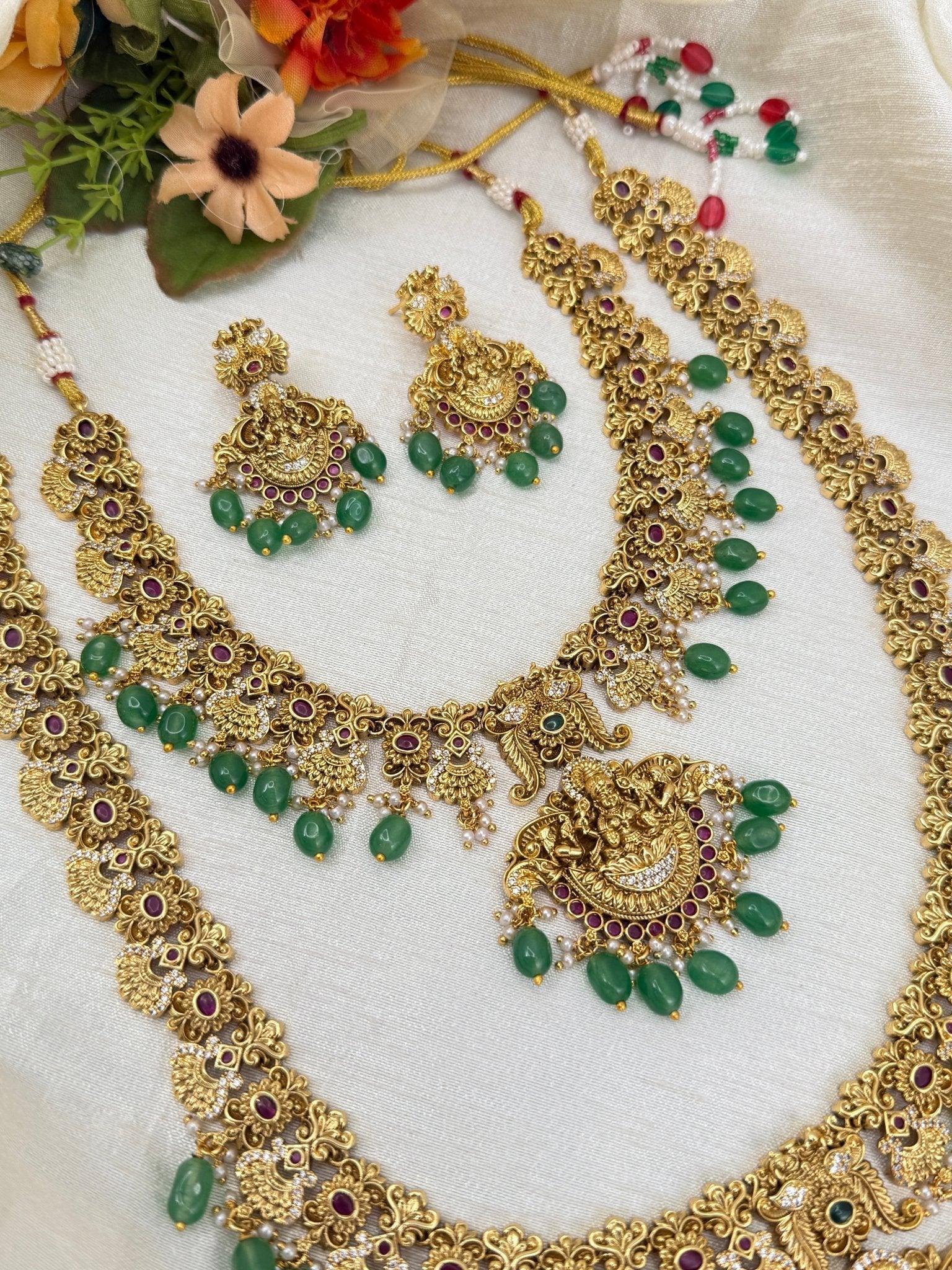 Luxurious Antique Bridal Necklace Set 795 - Mahilas