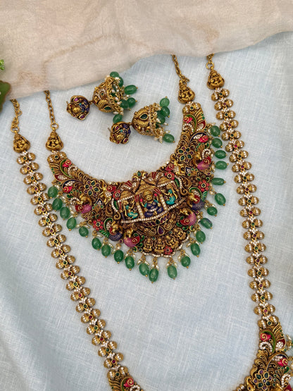 Luxurious Antique Bridal Necklace Set 935 - Mahilas