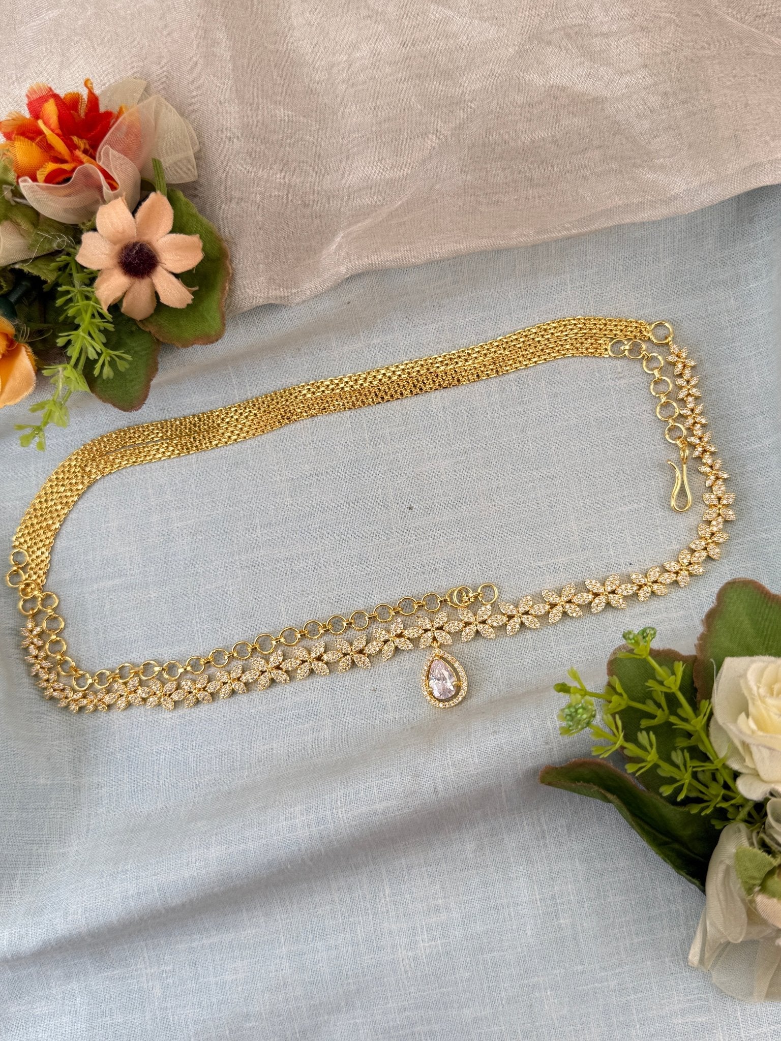 Luxurious Antique Chain Stone Vaddanam 7038 - Mahilas