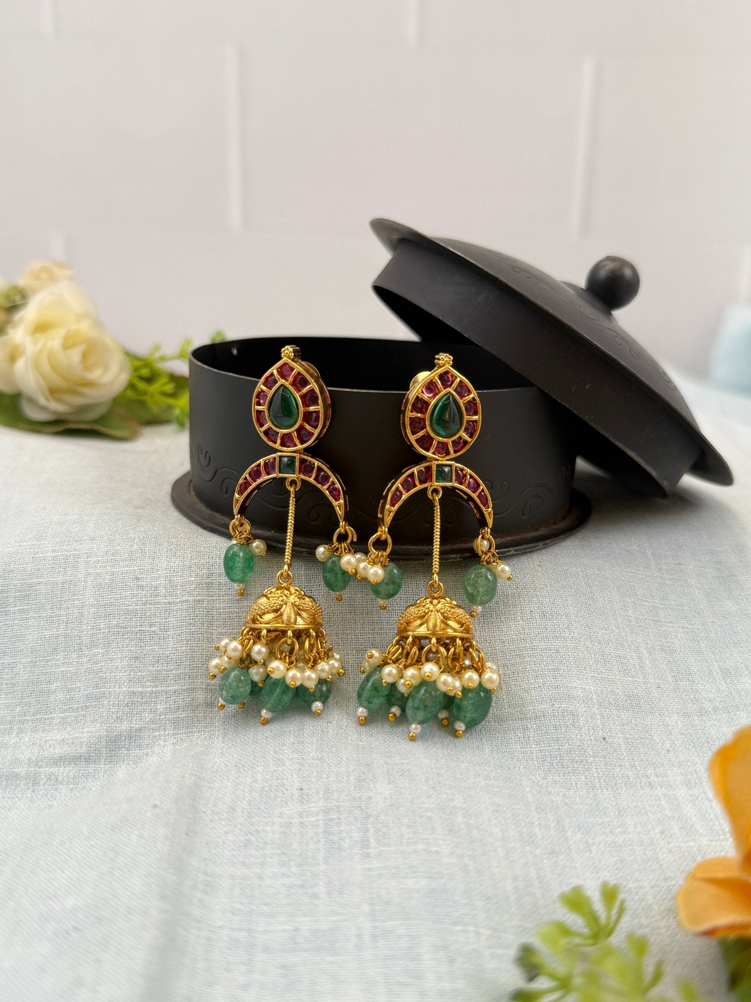 Luxurious Antique Designer Jhumka Earrings 0848 - Mahilas