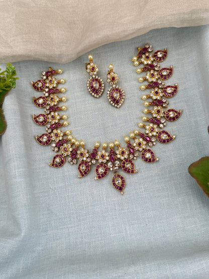 Luxurious Antique Detachable Peacock Pendant Semi Bridal Necklace Set 0624 - Mahilas