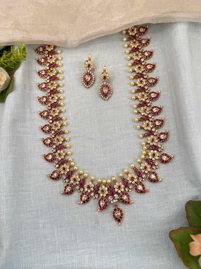 Luxurious Antique Detachable Peacock Pendant Semi Bridal Necklace Set 0624 - Mahilas