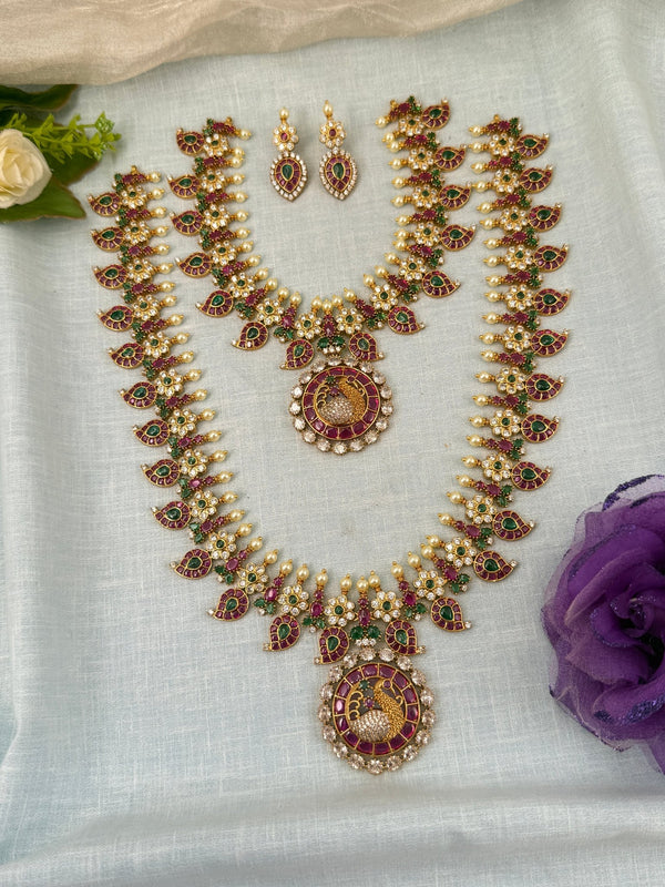 Luxurious Antique Detachable Peacock Pendant Semi Bridal Necklace Set 0626
