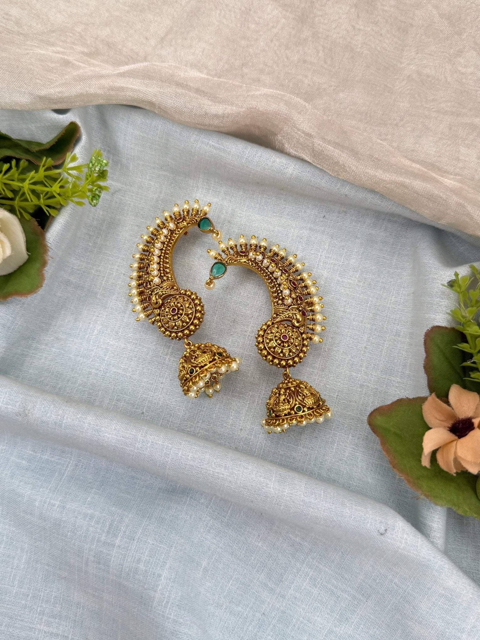 Luxurious Antique Earcuff Jhumka Earrings 0939 - Mahilas