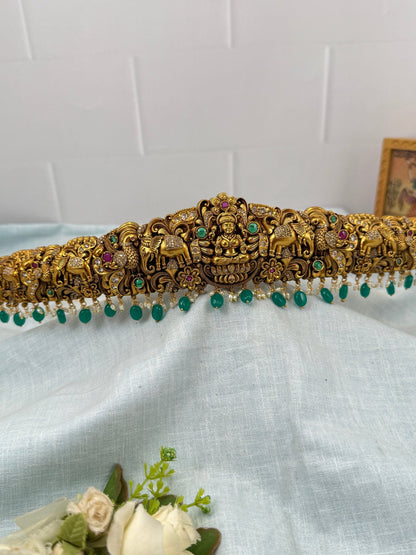 Luxurious Antique Gaja Lakshmi Vaddanam Kamarbandh 7252 - Mahilas
