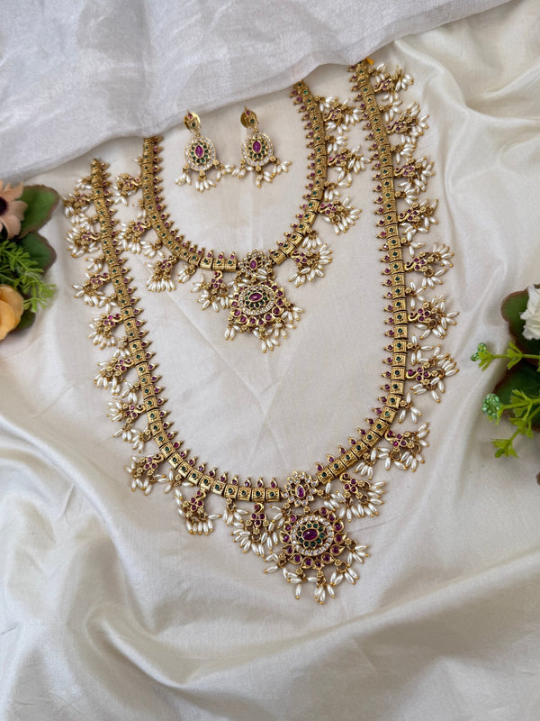 Luxurious Antique Guttapusalu Semi Bridal Necklace Set 0878