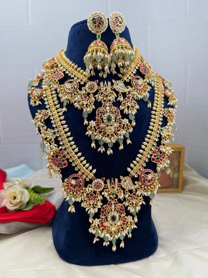 Luxurious Antique Guttapusalu Short & Long Necklace Set 677 - Mahilas