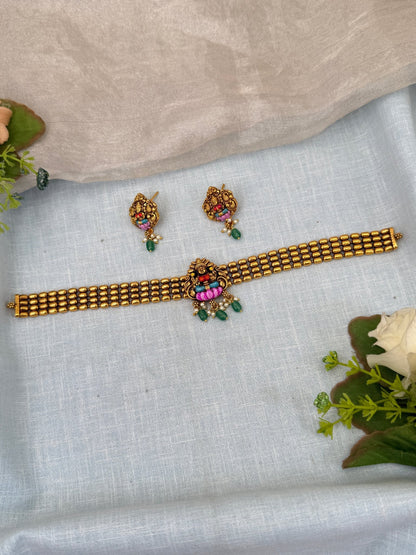 Luxurious Antique Hand Painted Choker Necklace Set 0390 - Mahilas