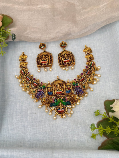 Luxurious Antique Hand Painted Short Necklace Set 0388 - Mahilas