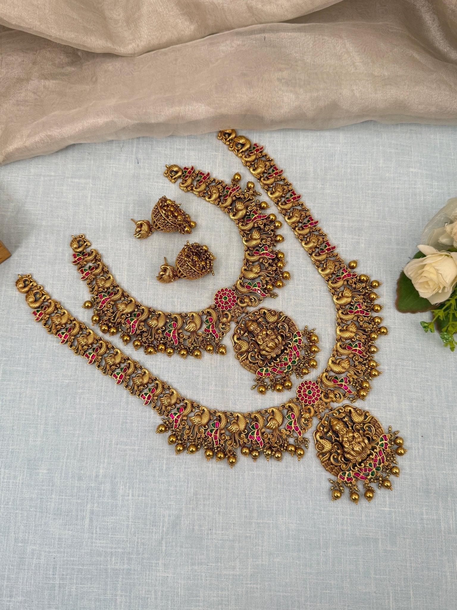 Luxurious Antique Jadau Bridal Necklace Set 762 - Mahilas