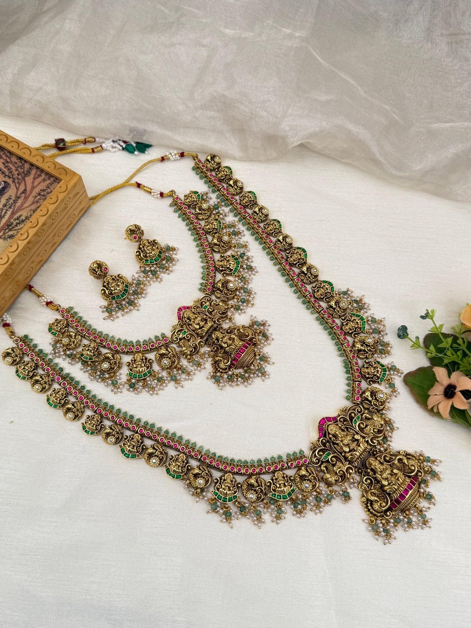 Luxurious Antique Jadau Bridal Necklace Set 800 - Mahilas
