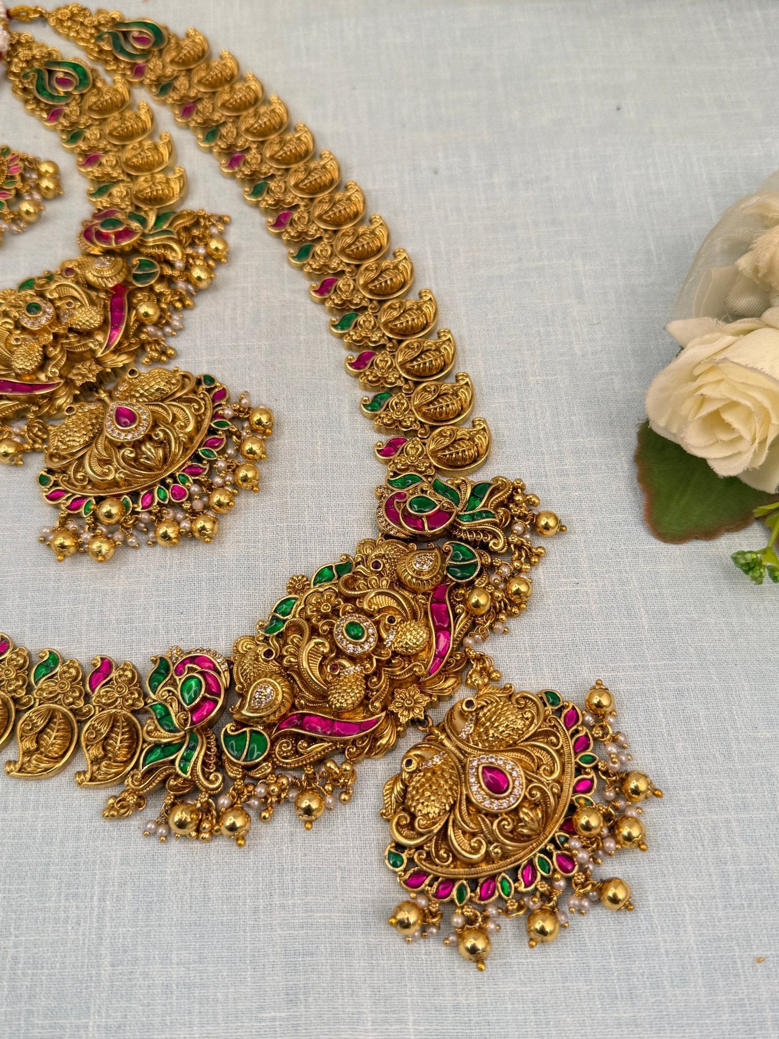 Luxurious Antique Jadau Bridal Necklace Set 822 - Mahilas