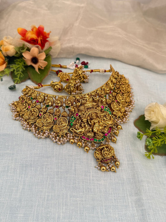 Luxurious Antique Jadau Choker Necklace Set 805 - Mahilas