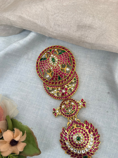 Luxurious Antique Jadau Gandaberunda Long Jadebille 602 - Mahilas