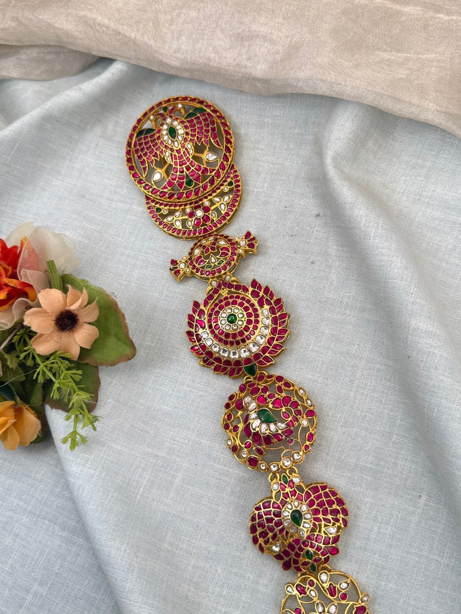Luxurious Antique Jadau Gandaberunda Long Jadebille 602 - Mahilas