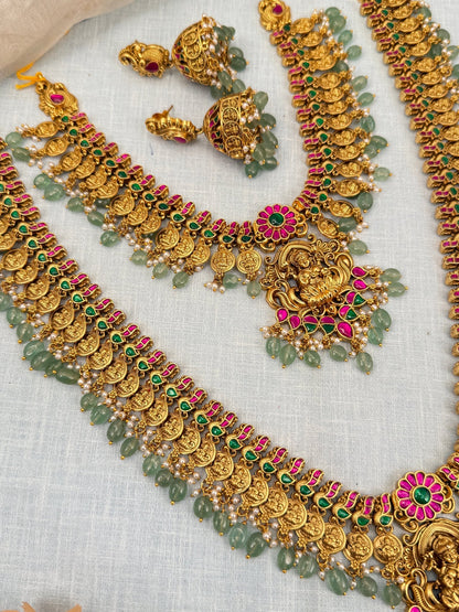 Luxurious Antique Jadau Kaasu Bridal Necklace Set 747 - Mahilas