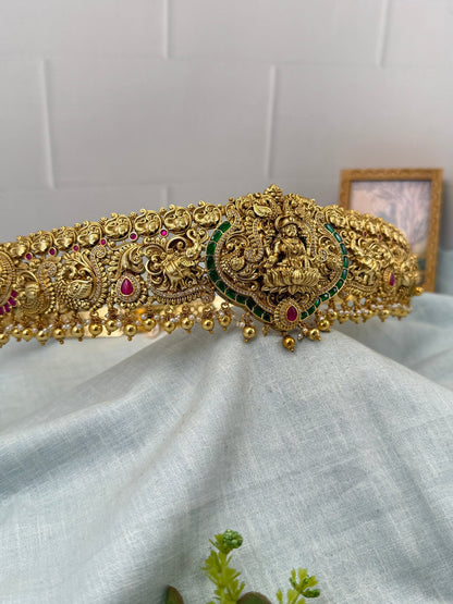 Luxurious Antique Jadau Lakshmi Vaddanam Kamarbandh 7270 - Mahilas