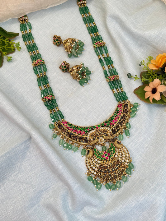 Luxurious Antique Jadau Layer Long Necklace Set 867 - Mahilas