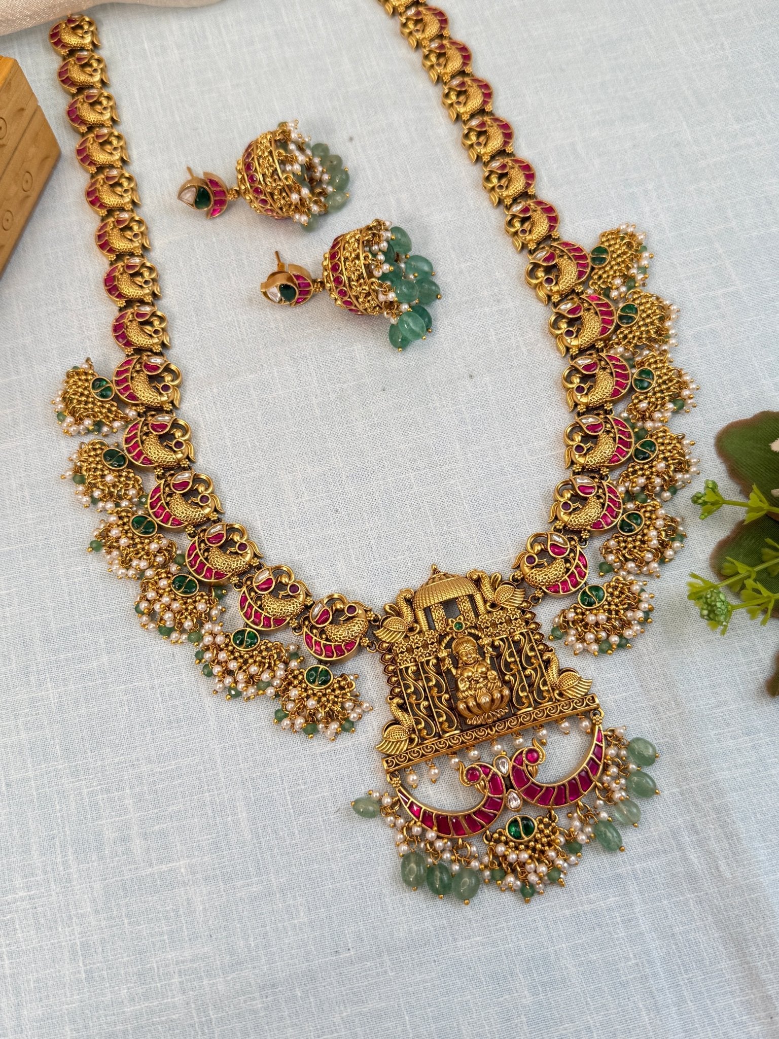 Luxurious Antique Jadau Long Necklace Set 863 - Mahilas