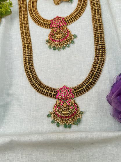 Luxurious Antique Jadau Semi Bridal Necklace Set 0648 - Mahilas