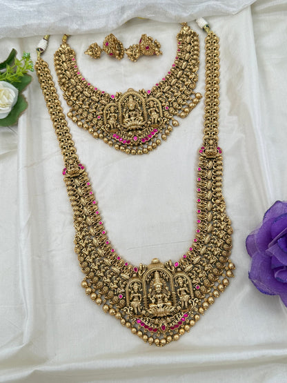 Luxurious Antique Jadau Semi Bridal Necklace Set 0658 - Mahilas