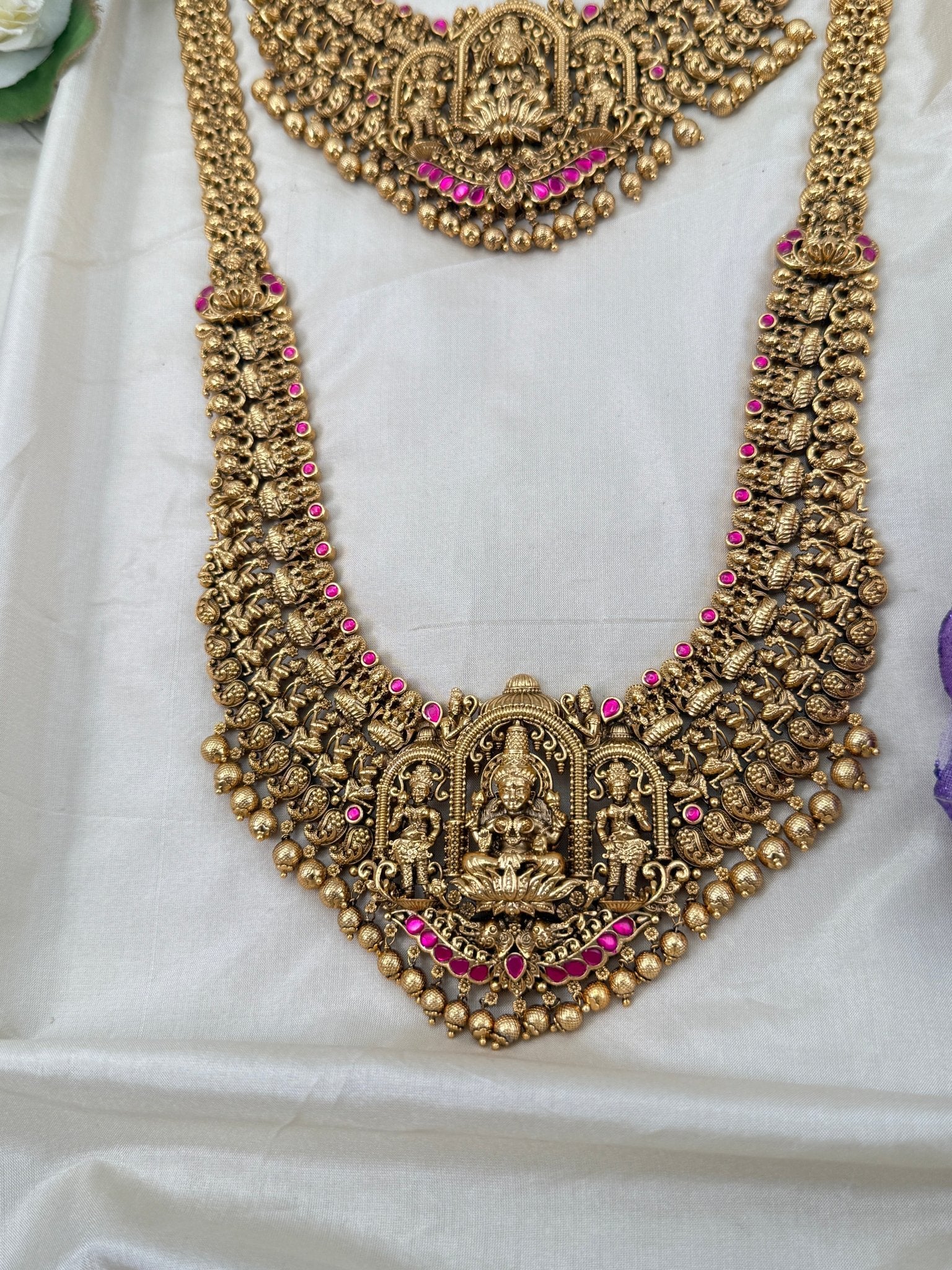 Luxurious Antique Jadau Semi Bridal Necklace Set 0658 - Mahilas