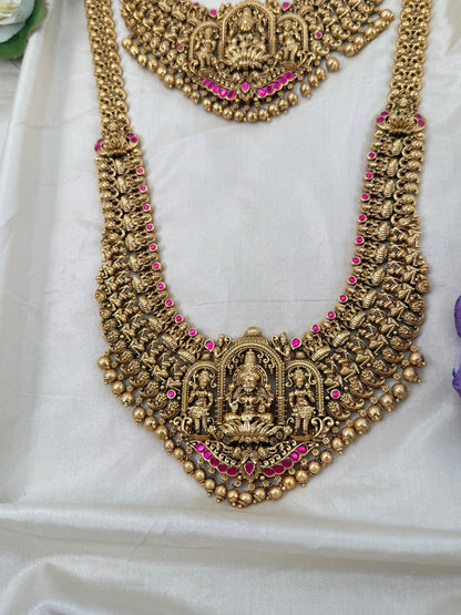 Luxurious Antique Jadau Semi Bridal Necklace Set 0658 - Mahilas