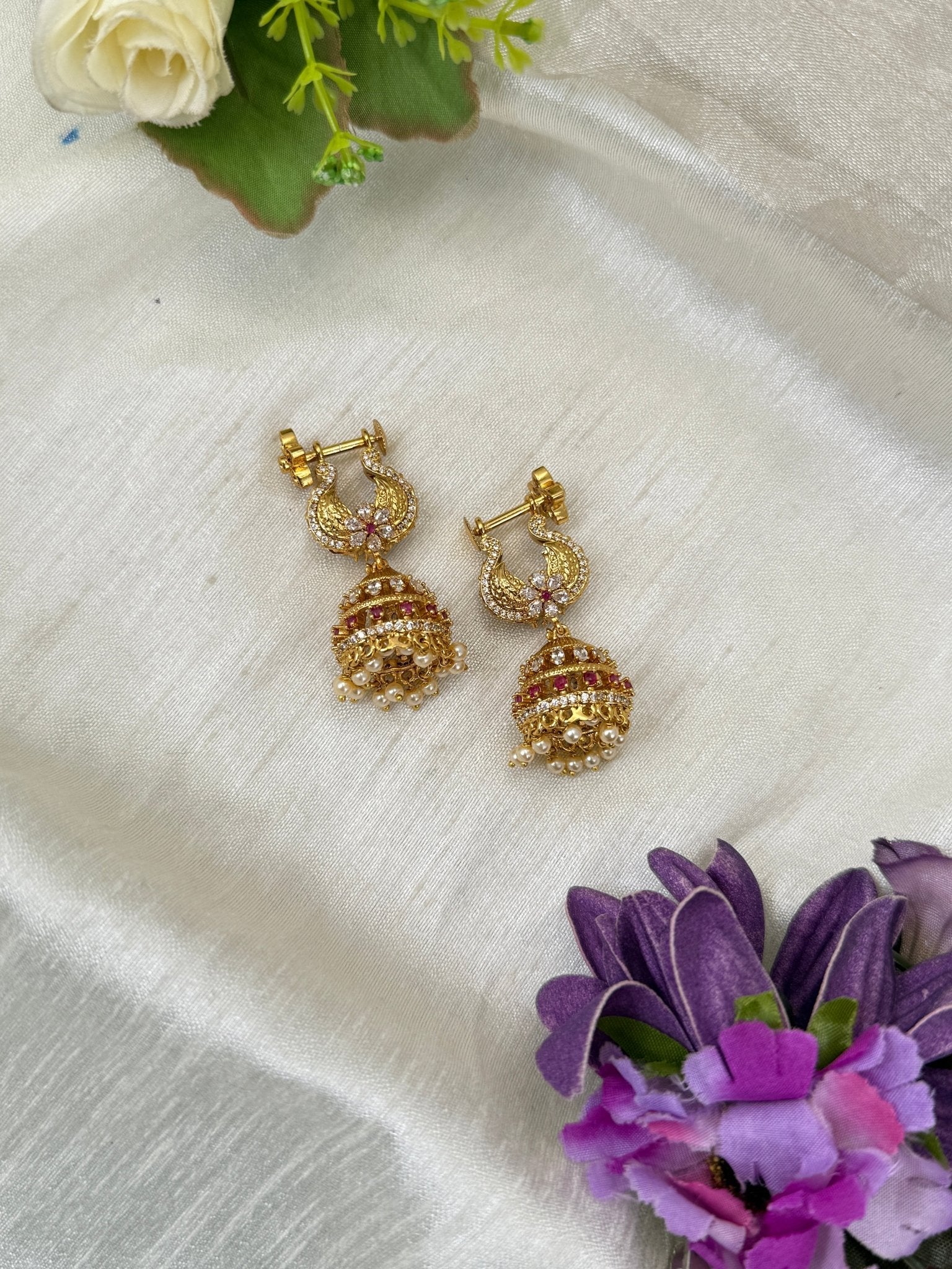 Luxurious Antique Jhumka Detachable Stud Earrings 0837 - Mahilas