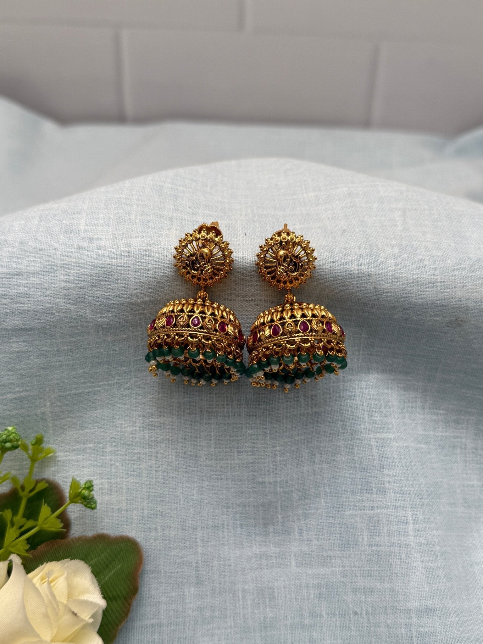 Luxurious Antique Jhumka Earrings 0344 - Mahilas