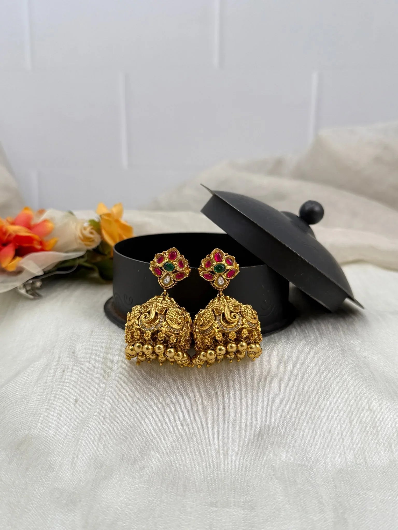 Luxurious Antique Jhumka Earrings 0514 - Mahilas