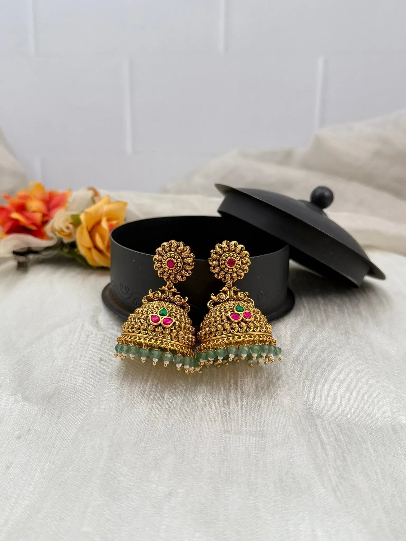 Luxurious Antique Jhumka Earrings 0527 - Mahilas