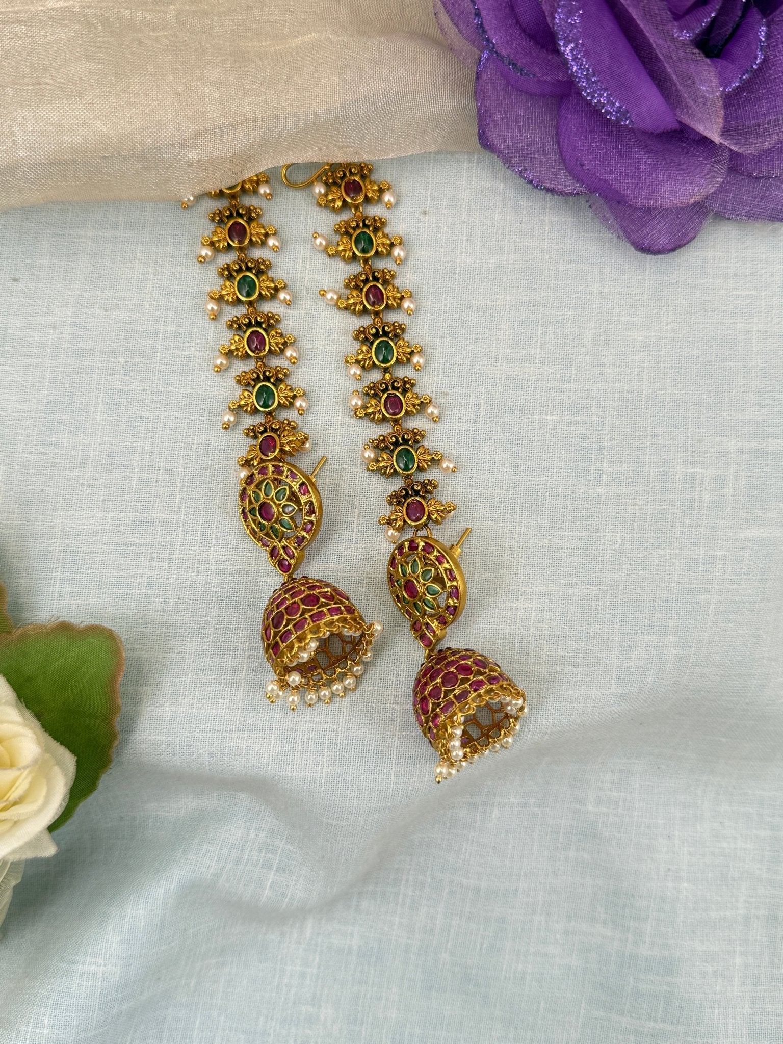 Luxurious Antique Jhumka With Maatal 0859 - Mahilas