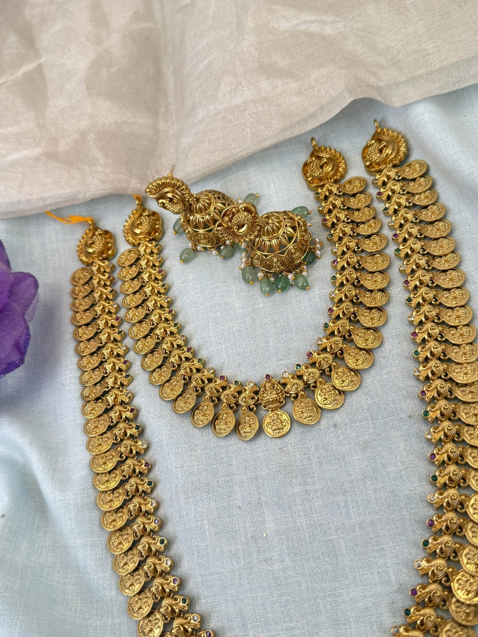 Luxurious Antique Kaasu Bridal Necklace Set 0860 - Mahilas