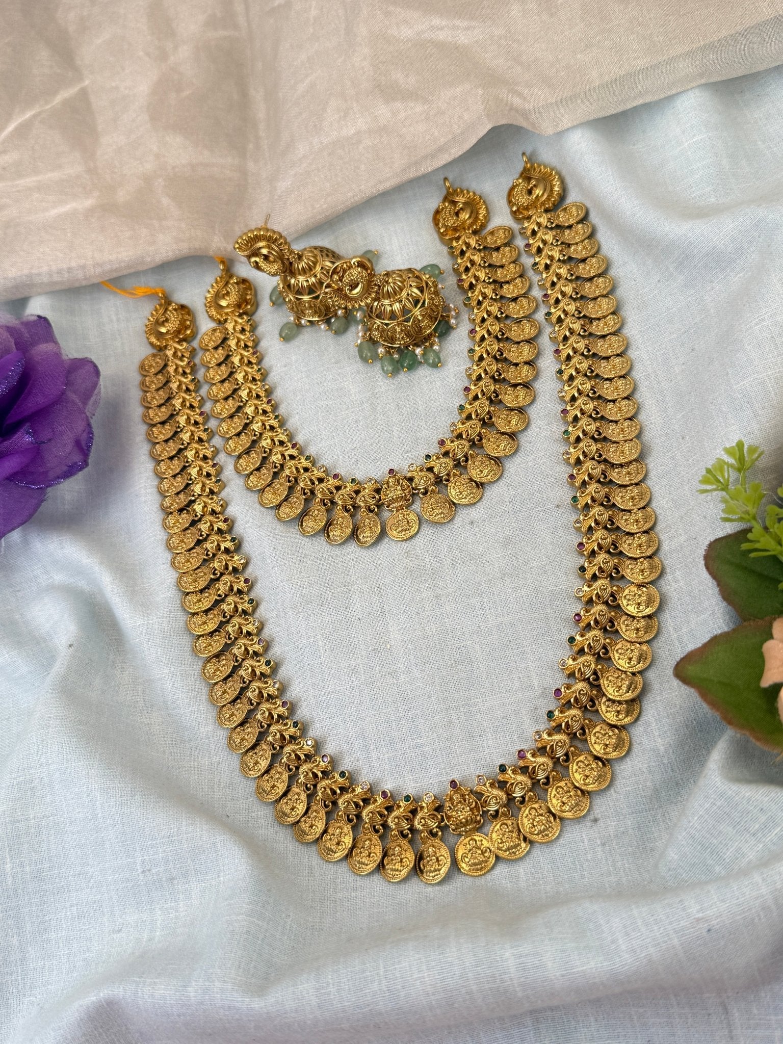 Luxurious Antique Kaasu Bridal Necklace Set 0860 - Mahilas