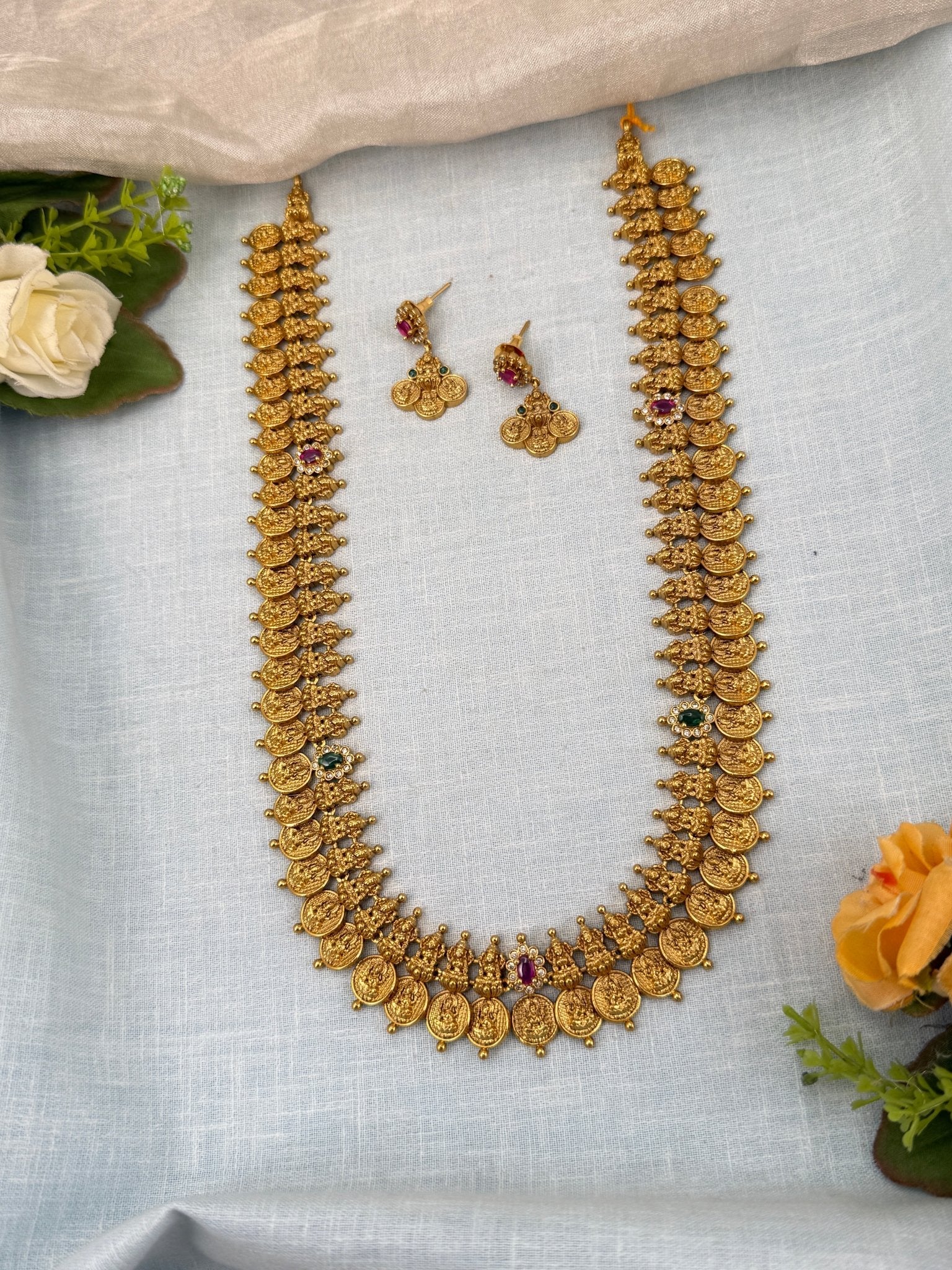 Luxurious Antique Kaasu Necklace Set 0658 - Mahilas